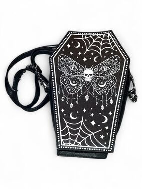 Claires Gothic Coffin Crossbody Bag - Black and White